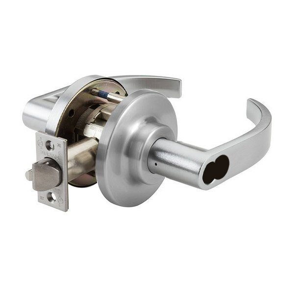 Grade 1 Cylindrical Lock, 80-Storeroom, LC-Lever, Satin Chrome, 2-3/4 Inch Backset, SFIC Less, Dorma, Mfr#: C880-J-LCE-626